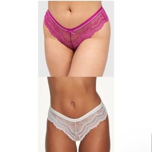 NWT Frederick’s of Hollywood 2 Pack Bundle Panties- Caroline in White and Purple